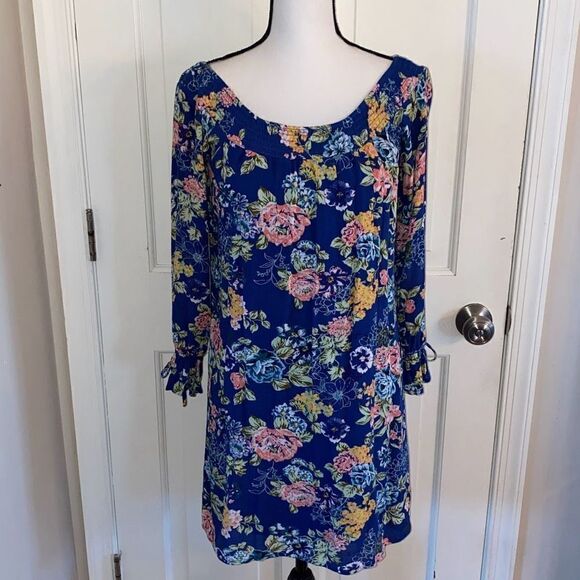 🔥3/$20🔥 Almost Famous blue floral tunic dress size M - Picture 1 of 11